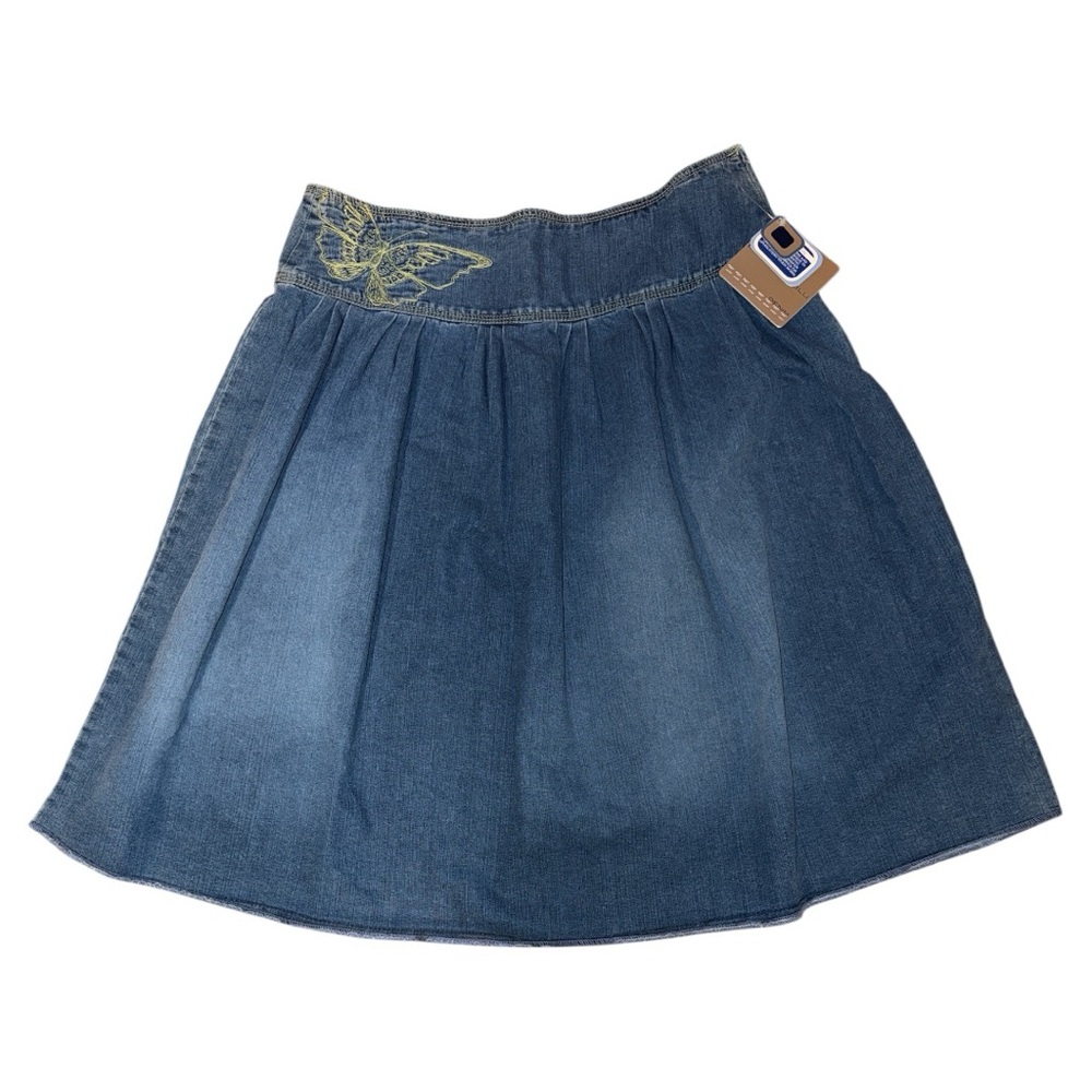 BandolinoBlu Y2K Denim Jean Skirt Butterfly Embroidered Fairy 14 NWT Boho